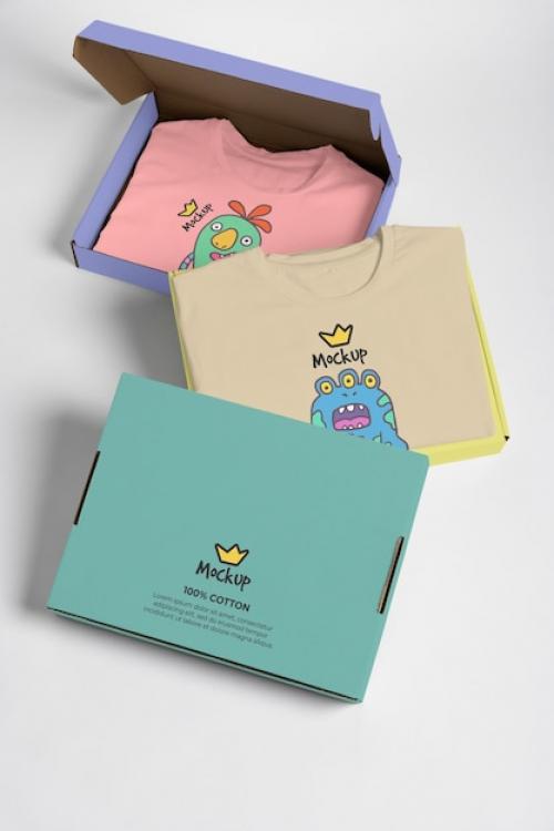 Premium PSD | Top view clothes and packaging Premium PSD