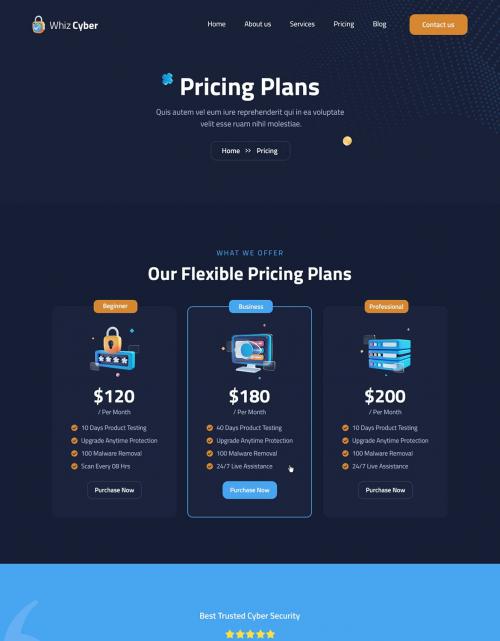 WhizCyber | Cyber Security PSD Template