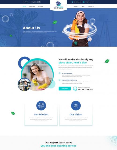 LetsClean | Cleaning Services PSD Template