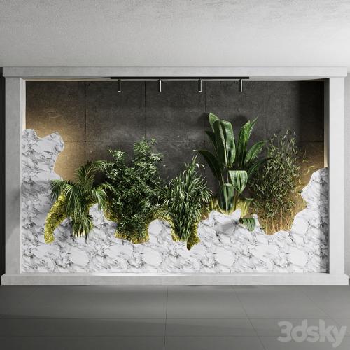 Vertical Wall Garden With concrete frame - wall decor houseplants indoor 02