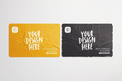 Two Used Rectangle Stickers Mockup