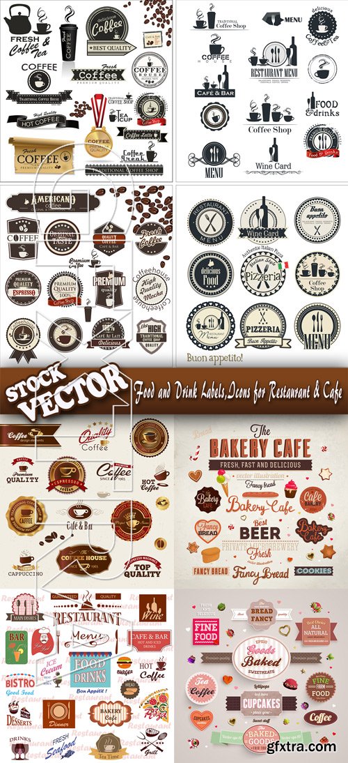Stock Vector - Food and Drink Labels,Icons for Restaurant & Cafe