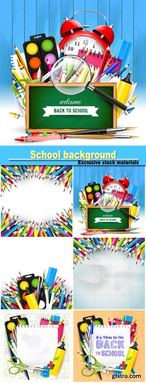 School background with school supplies