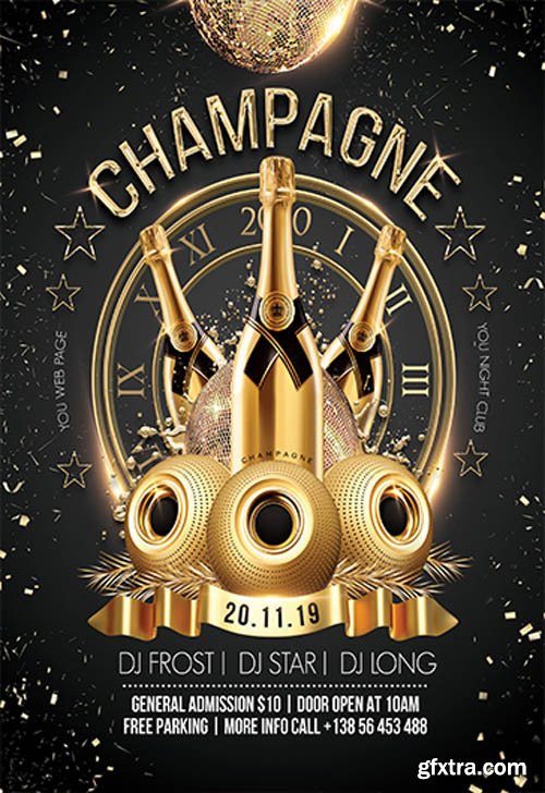 Champagne Night Party V2211 2019 Premium PSD Flyer Template