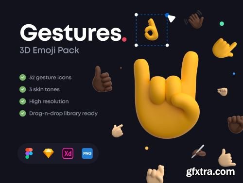 Gestures: 3D Emoji Pack Ui8.net