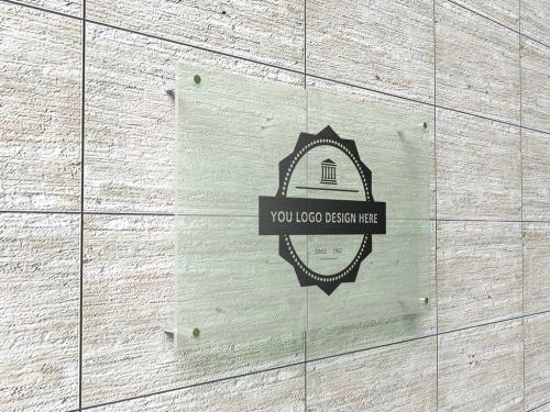 Office Wall Glass Sign Mockup - 431756801