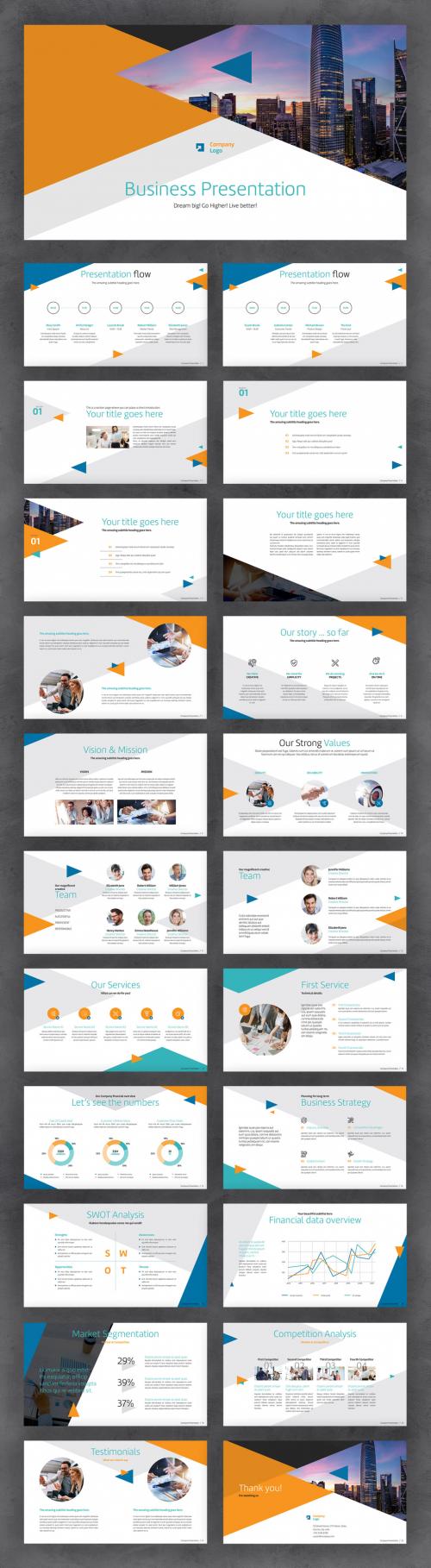 Business Presentation with Orange and Blue Accents - 431770017