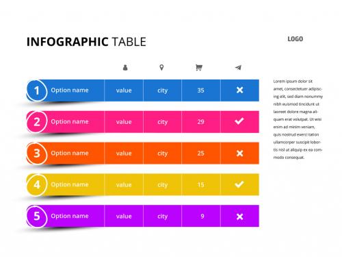 Infographic Table Layout with Colored Rows - 431982159